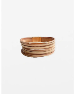 Stella Gemma: STELLA & GEMMA BRACELET - TAN & GOLD CHAINS