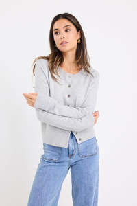 STORIES TO BE TOLD AUTOGRAPH CARDIGAN - LIGHT GREY MARLE