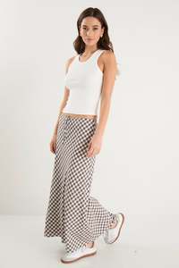 Skirts: AMONG THE BRAVE - SUMMIT MAXI SKIRT - CHOCOLATE GINGHAM