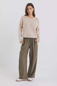 Pants: STORIES TO BE TOLD TOWNIE WIDE LEG PANTS - OLIVE