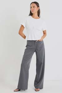 Pants: AMONG THE BRAVE - ZOEY WIDE LEG POCKET PANTS - CHARCOAL