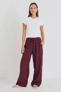 STORIES TO BE TOLD TOWNIE WIDE LEG PANTS - BURGUNDY