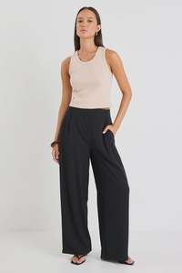 Pants: AMONG THE BRAVE INSTINCTIVE  WIDE LEG PANT - BLACK