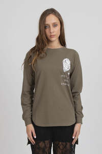 FEDERATION LS SCALLOP TEE - PRESSURE - DARK KHAKI