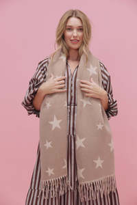 HAVEN BOSTON STAR SCARF - LATTE