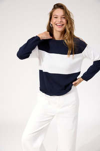 Haven: HAVEN SAVOIE STRIPE JUMPER - NAVY