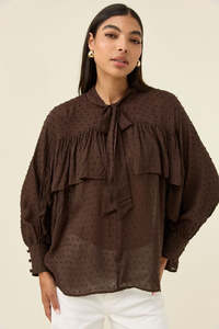 Isle Of Mine: ISLE OF MINE - DELLA BLOUSE - CHOCOLATE