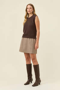 Isle Of Mine: ISLE OF MINE - DARBY KNIT VEST - CHOCOLATE