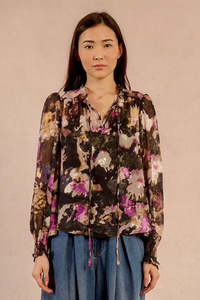 MOLLY BRACKEN WOVEN BLOUSE - BLACK CLOTILDE