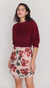 Mink Pink: MINK PINK LOLA FLUFFY KNIT TOP - DARK RED