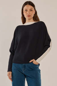 Betty Basics: BETTY BASICS BOAT NECK JUMPER - NAVY