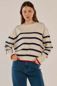 BETTY BASICS LEONIE KNIT SWEATER - NAVY