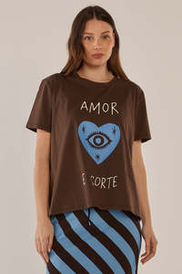 BETTY BASICS ELLIA CREW TEE - BROWN