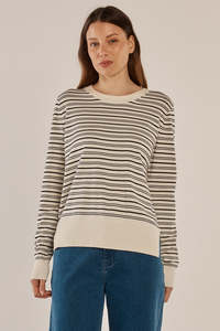 Betty Basics: BETTY BASICS LOUIS SWEATER - CREAM/BLACK STRIPE
