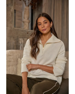 Stella Gemma: STELLA & GEMMA CORY ZIP KNIT - IVORY