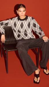 STAPLE THE LABEL CAMILLE BRUSHED JUMPER - ARGYLE