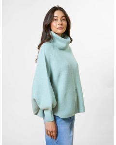 Stella Gemma: STELLA & GEMMA POLO NECK PONCHO - AQUAMARINE