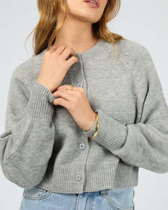 SILENT THEORY LOTUS KNIT CARDIGAN - GREY MARLE