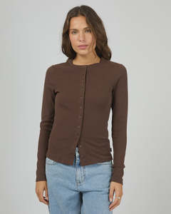 SILENT THEORY BUTTON UP L/S TEE - CHOCOLATE