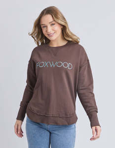 FOXWOOD SIMPLIFIED METALLIC CREW - COFFEE/LIGHT BLUE