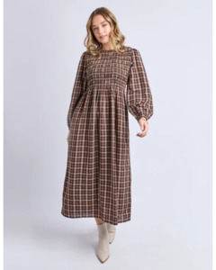 Foxwood: FOXWOOD COCO CHECK DRESS - COFFEE CHECK