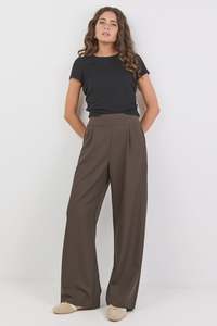 Pants: AMONG THE BRAVE INSTINCTIVE WIDE LEG PANT - DARK CHOCOLATE