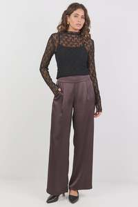BY ROSA GRANDEUR WIDE LEG PANTS - CHOCOLATE