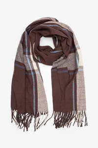 Antler: ANTLER CHECK SCARF - COCOA