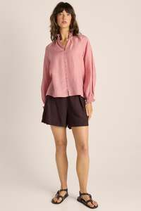 FATE + BECKER LANI SHIRRED BLOUSE - DUSTY ROSE PINK