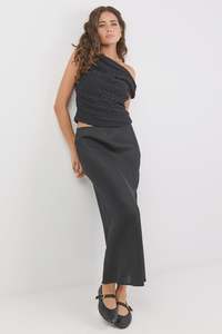 RE:UNION LABEL - BLISS MIDI SKIRT - BLACK