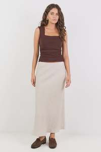 RE:UNION LABEL - BLISS MIDI SKIRT - NATURAL