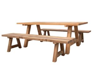 Teak Dining Table Chair Set: Stalwart Teak Dining Set 200 x 40cm -3PCS