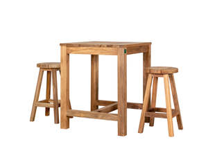 Teak Dining Table Chair Set: Teak Square Counter Table & Stool Set