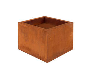 Outdoor Heating: Corten Steel Square Fire Pit Brazier - Natural Rust Patina Finish 55 X 55 X 42cm