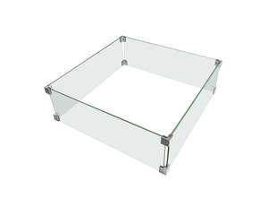 Gas Bottle Cover: Square Fire Pit Glass Wind Guard -56.1 X 56.1 X 18cm