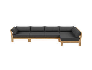 Newport Teak Outdoor Sofa: Newport Teak Outdoor Sofa L Sectional - 5 Seat