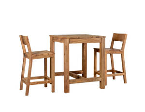 Outdoor Bar Furniture: Teak Counter Chair & Square Table 75cm Set - 3PCS