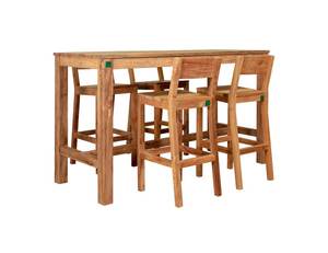 Outdoor Bar Furniture: Teak Bar Chair & Rectangular Table Set - 5PCS