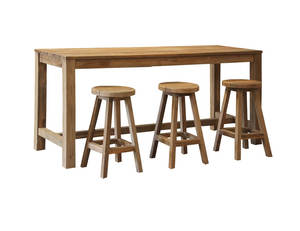 Teak Counter Stool & Long Rectangular Table Set - 4PCS