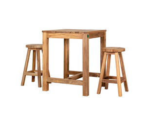 Teak Counter Table & Stool Set - 3PCS