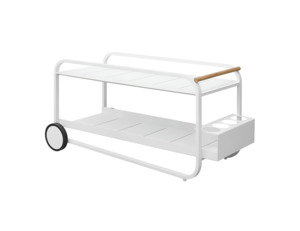 Coffee Tables: White Aluminium Outdoor Drinks Trolley – 120 x 50 x 60cm