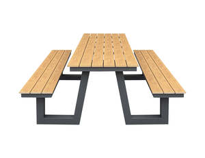 Outdoor Dining Furniture: Argus Wave Aluminium Outdoor Picnic Table Set with WPC Top