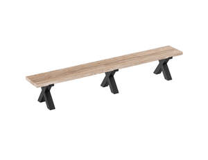 Outdoor Dining Furniture: Fortico Teak X-leg Bench Seat 280cm