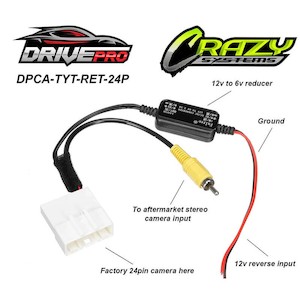24pin Factory Camera Adapter, Retains factory 6V cameras in Toyota vehicles