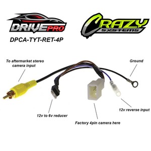Toyota: 4pin Factory Camera Adapter, Retains factory 6V cameras in Toyota vehicles