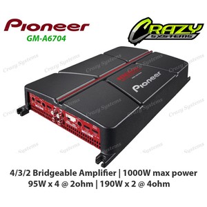 Pioneer GM-A6704 1000W 4-Channel Bridgeable Car Amplifier with Bass Boost