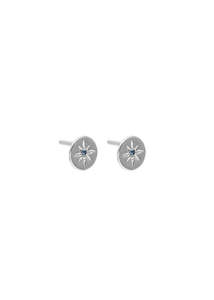 Silk And Steel: Earrings | Petite North Star Stud (Silver & Sapphire )