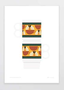 Products: Art Print | Piwakawaka Retro Cups(A4)