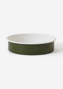 Citta: Baking Tray | Round Enamel (Olive/White)