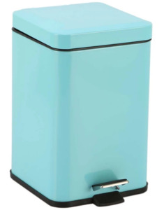 Kitchen Storage Accessories: FOOT PEDAL STAINLESS STEEL TRASH BIN SQUARE 6L BLUE